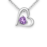 Gemstone Side Slider Heart Necklace