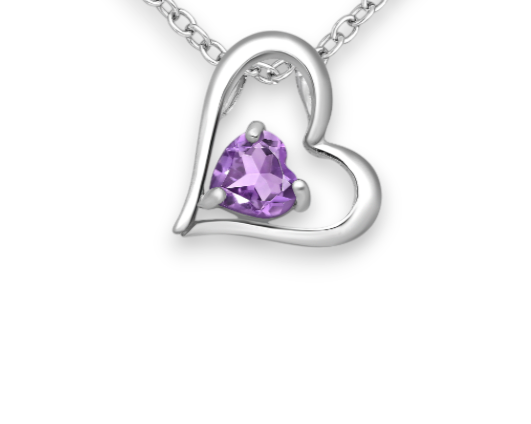 Gemstone Side Slider Heart Necklace