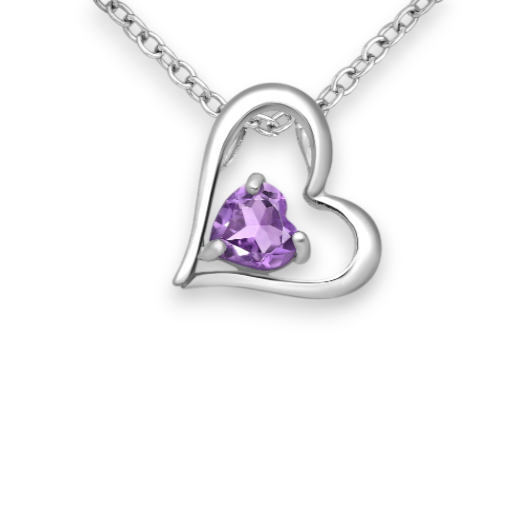 Gemstone Side Slider Heart Necklace