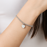 Sterling Silver Bead Bracelet with Engravable Heart