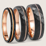 The Ember Line – Black & Rose Gold Tungsten Ring