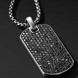 Steel CZ Encrusted DogTag Necklace