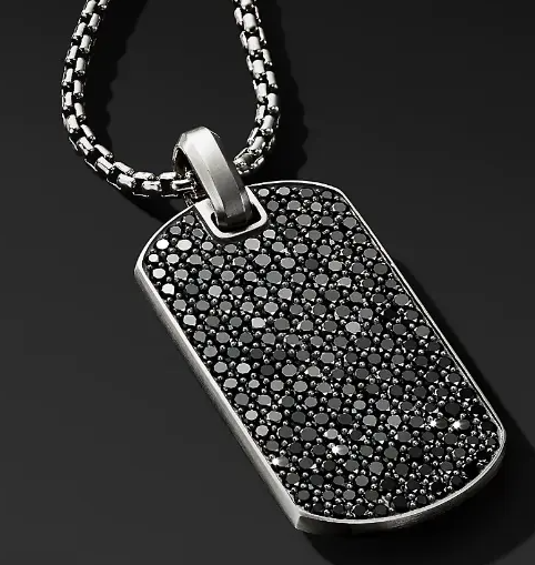 Steel CZ Encrusted DogTag Necklace