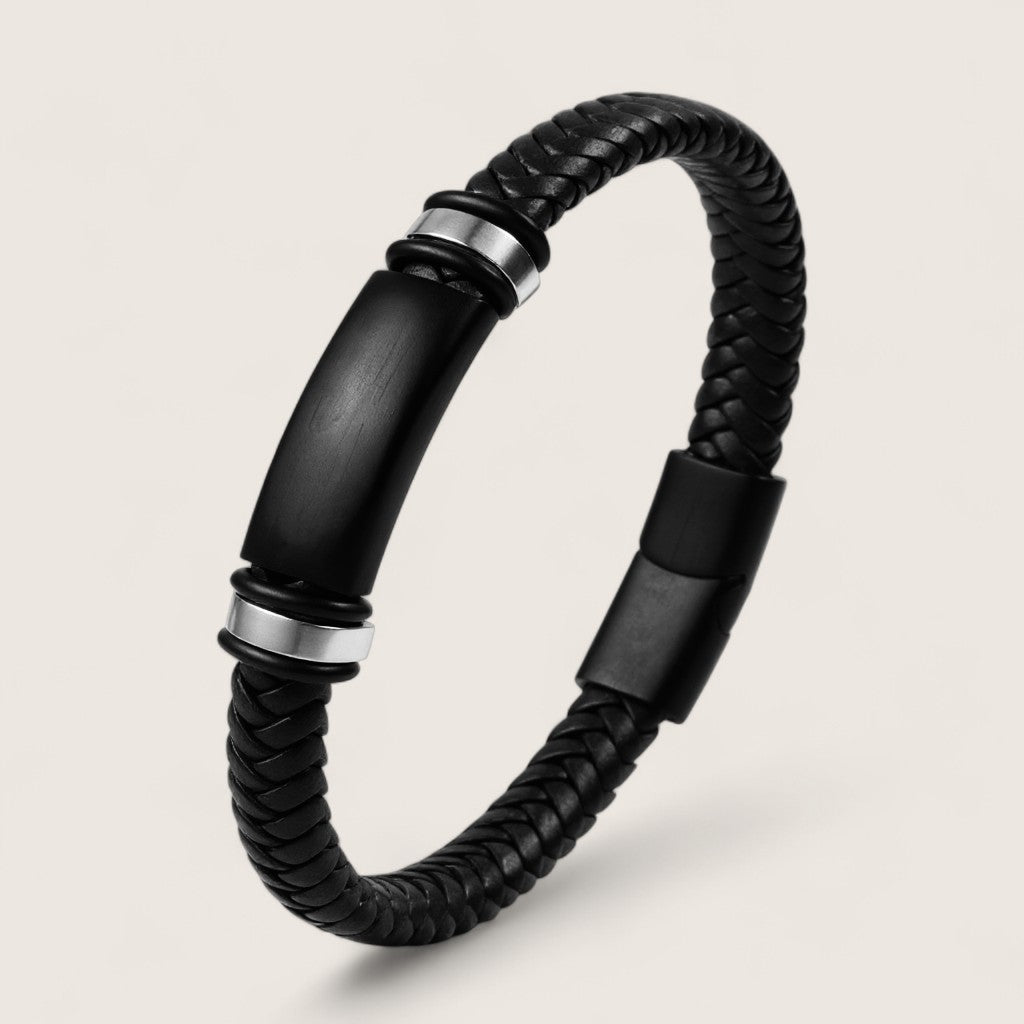 The Striker – Leather & Steel Bracelet