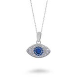 Blue & Clear CZ Evil Eye Necklace