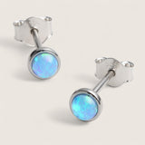 Round Opal Stud Earrings