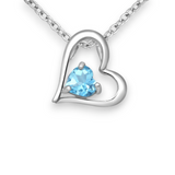Gemstone Side Slider Heart Necklace