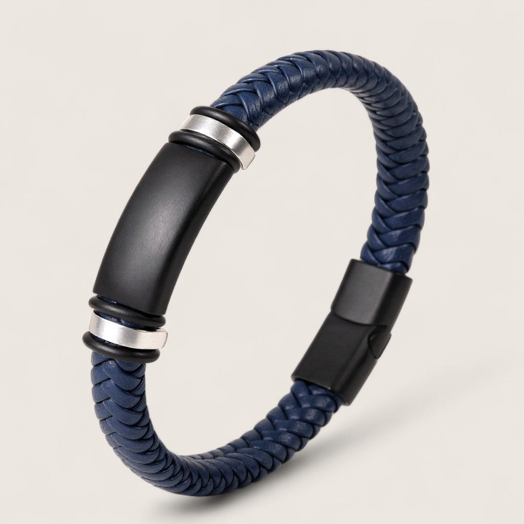 The Striker – Leather & Steel Bracelet
