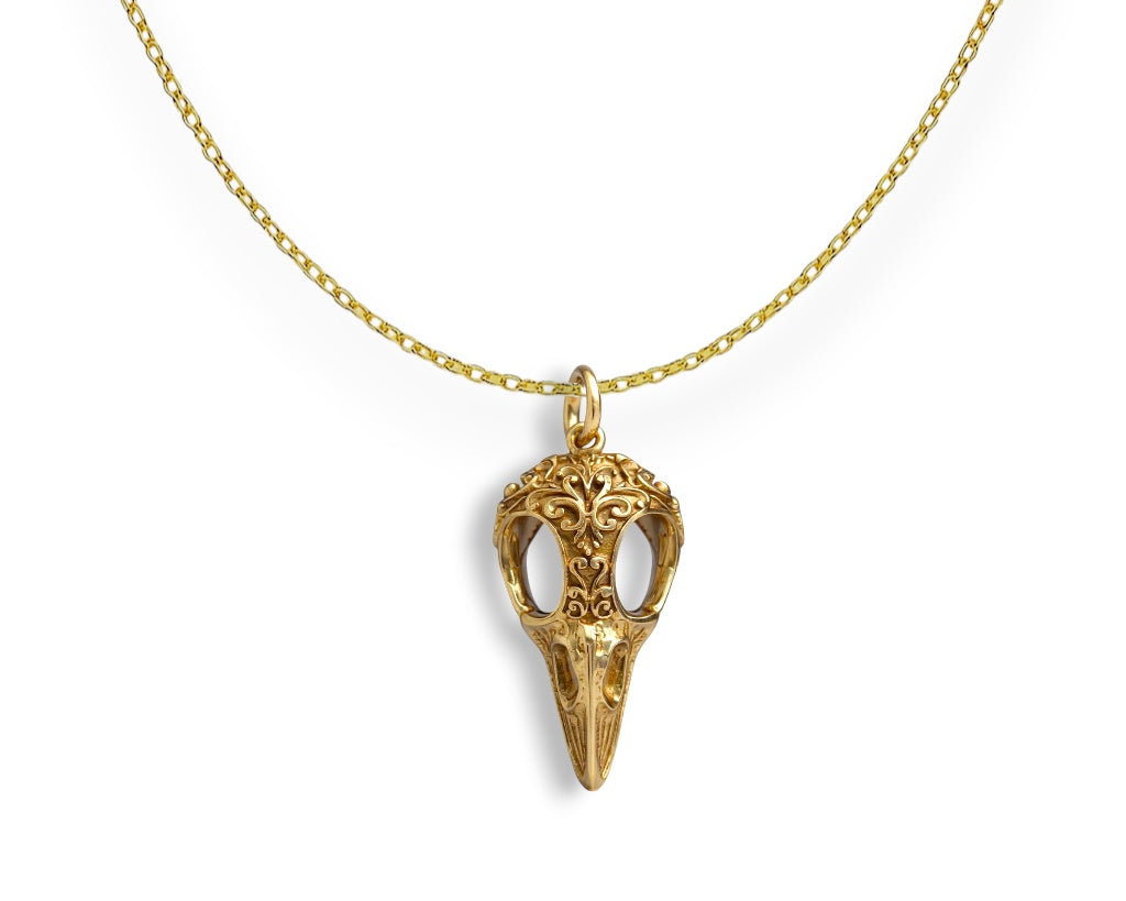 The Echoed Flight – Raven Skull Necklace