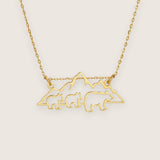 Mountain with Mama Bear and Kids Necklace