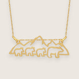 Mountain with Mama Bear and Kids Necklace