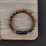 Leather and Tiger Eye Bead Bracelet