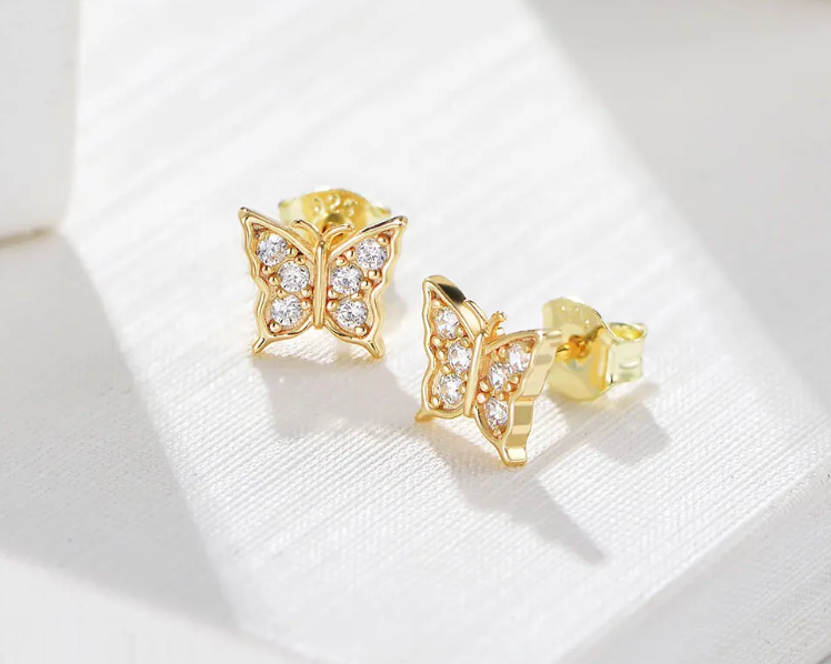 CZ Small Butterfly Earrings