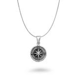 Oxidized Silver Compass Necklace