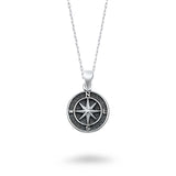 Sterling Silver Oxidized Compass Necklace