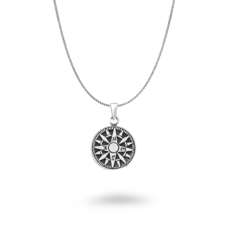 Small Oxidized Compass Necklace