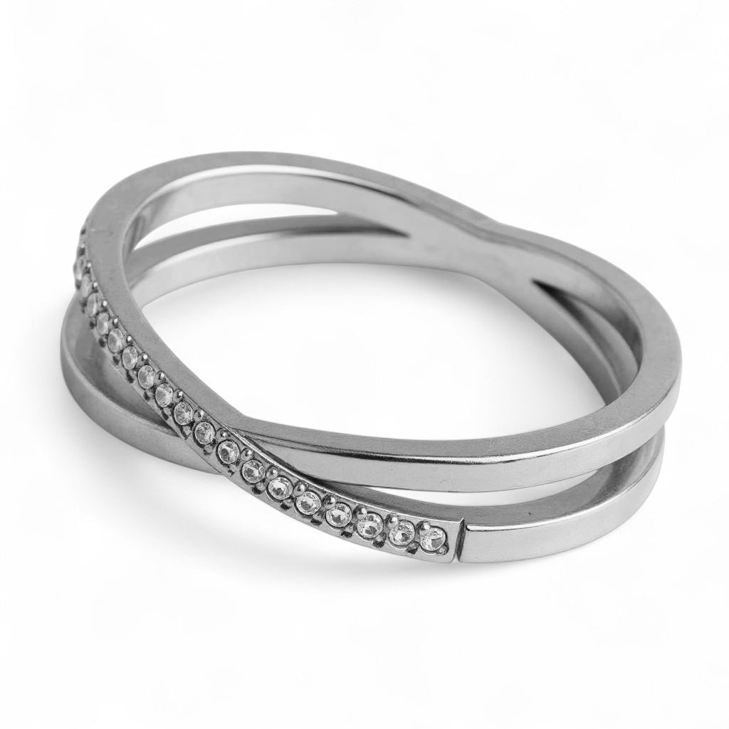 The Starlit Wrap – Criss-Cross Steel Ring