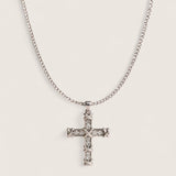Criss-cross Bling Cross Necklace