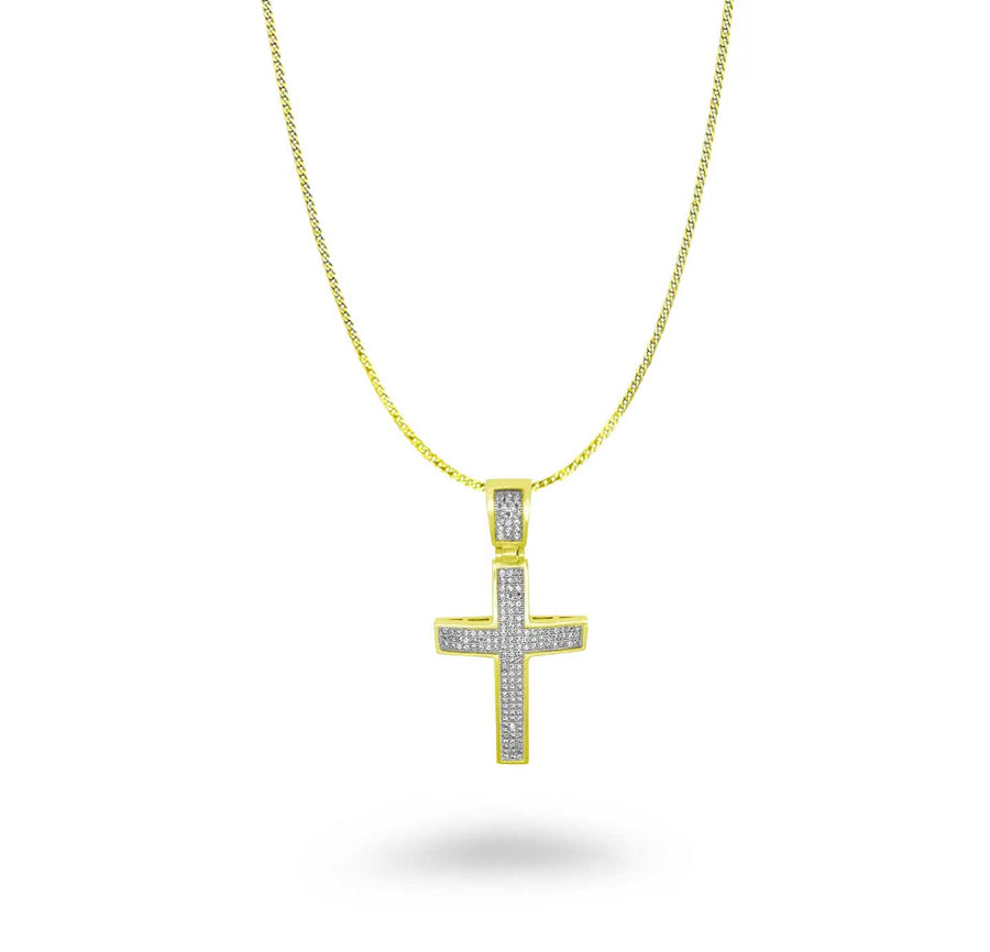 Large CZ Encrusted Cross Necklace