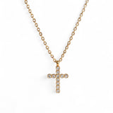 Steel Small CZ Cross Necklace