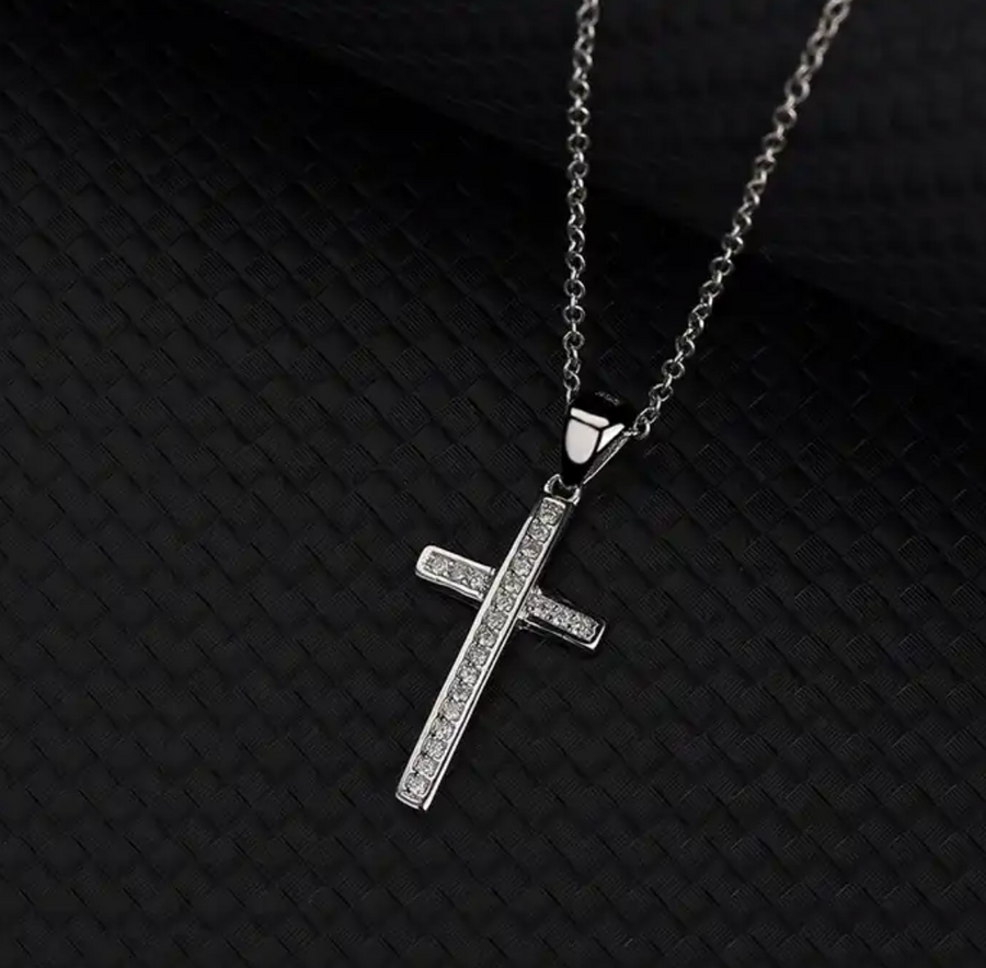 Encrusted Center CZ Cross Necklace