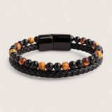 The Forge Duo - Leather Gemstone Bracelet