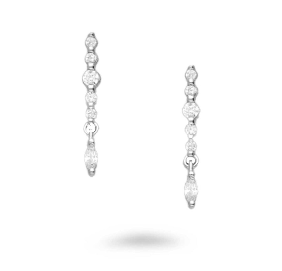 Silver Line CZ Drop Earrings