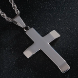 Steel Slope Edge Cross Necklace