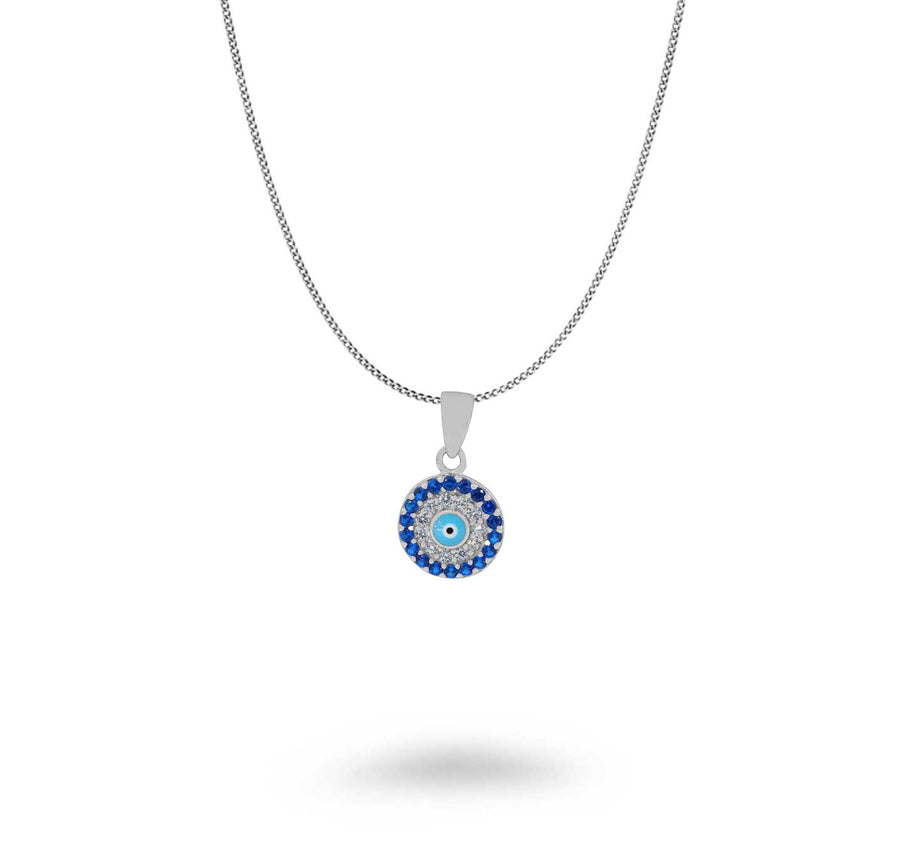 Round CZ Evil Eye Necklace 9mm