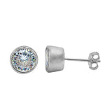 Round Bezel Stud Earrings