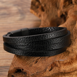 Flat Leather Multi-Wrap Bracelet