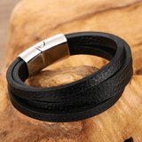 Flat Leather Multi-Wrap Bracelet