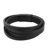 Flat Leather Multi-Wrap Bracelet