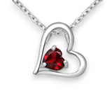 Gemstone Side Slider Heart Necklace