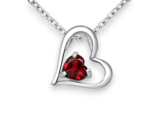 Gemstone Side Slider Heart Necklace