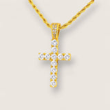 The Luminous Cross – Steel CZ Necklace