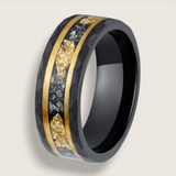 Precious Leaf & Crushed Meteorite Tungsten Ring
