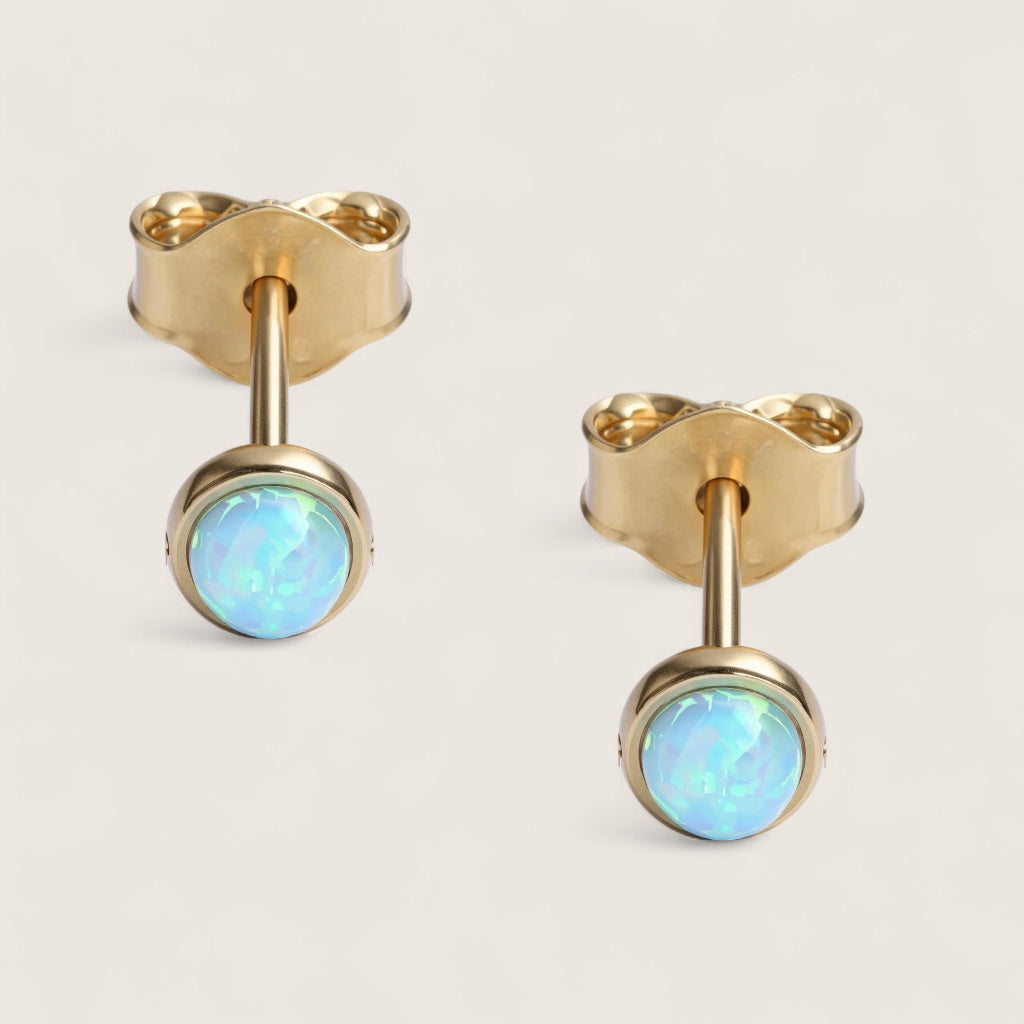 Round Opal Stud Earrings