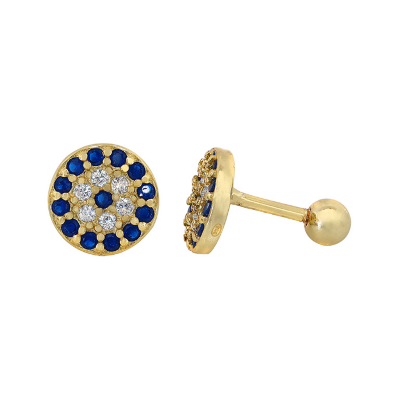Round CZ Evil Eye Post Earrings