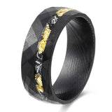 Steel  Damascus-Pattern Off-Set Ring