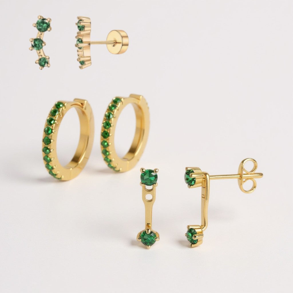 Radiant Trio – Gold CZ Earring Gift Set