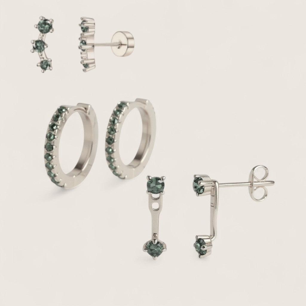 Radiant Trio – Gold CZ Earring Gift Set