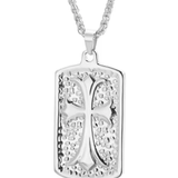 Hammered Cross Dogtag Necklace