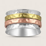 The Tranquil Trio – Hammered Meditation Ring