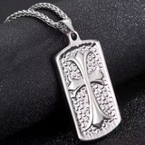 Hammered Cross Dogtag Necklace