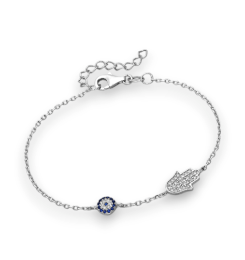 CZ Hamsa Evil Eye Chain Bracelet