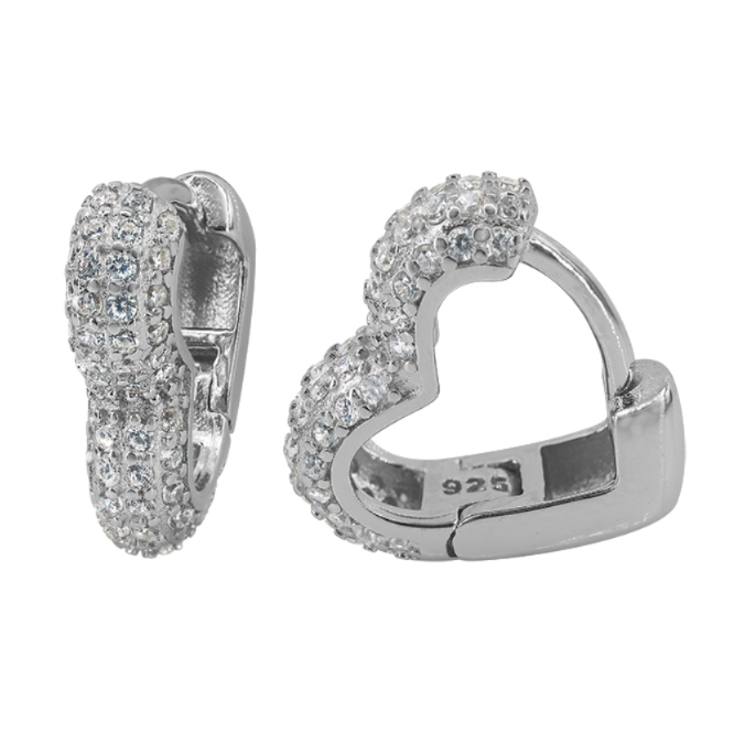 CZ Heart Shaped Huggie Earrings