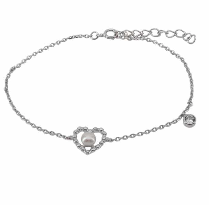 Pearl Heart Chain Bracelet