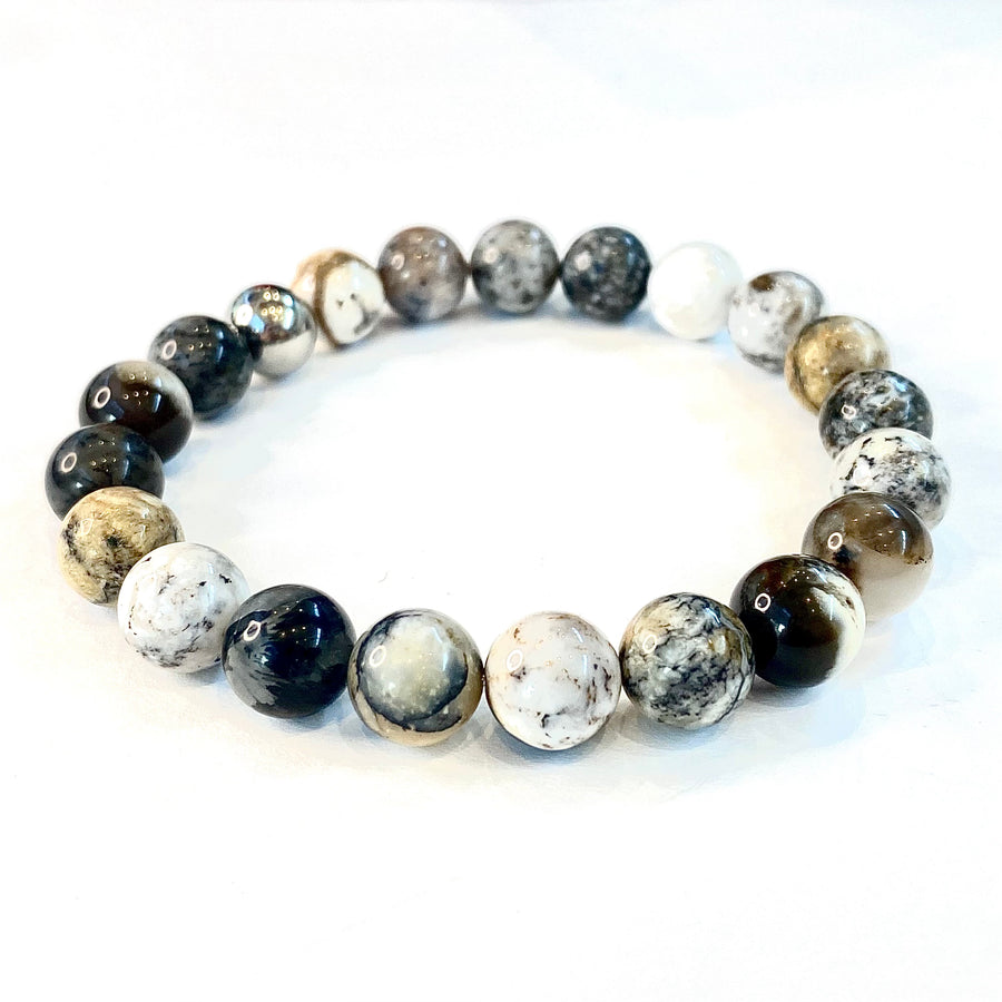 Dendritic Black Opal Stone Bracelet