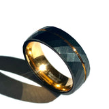 Diamond Design Black and Rose Gold Tungsten Ring